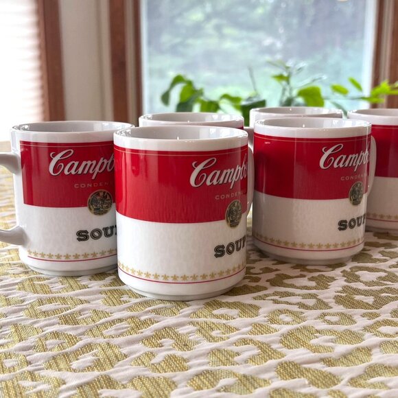 6 Set VTG 1981 Campbells Soup Porcelain Mugs Corning Glass Works Microwave Safe - Picture 3 of 8